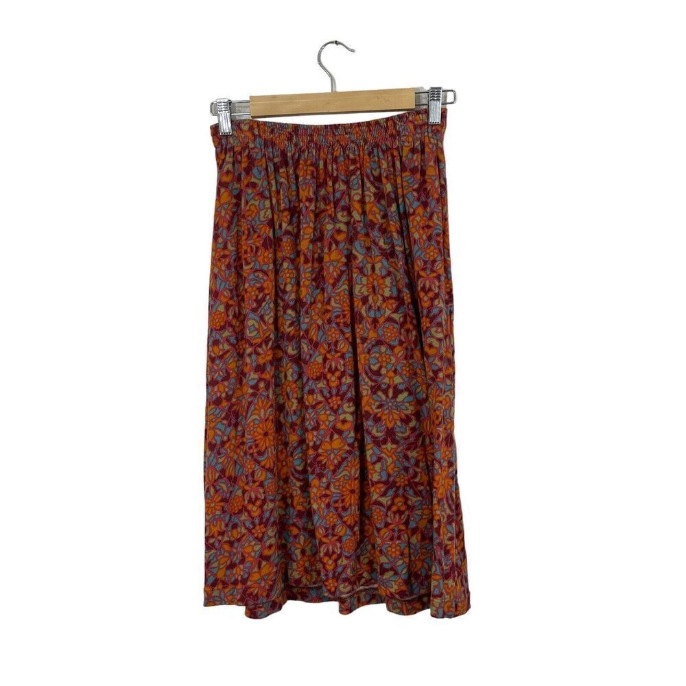 Vintage LL Bean Small Skirt A-Line Knee Below Knee Retro Elastic Waist Womens